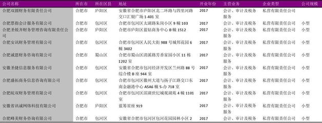 合肥市会计审计及税务服务行业企业名录2018版924家